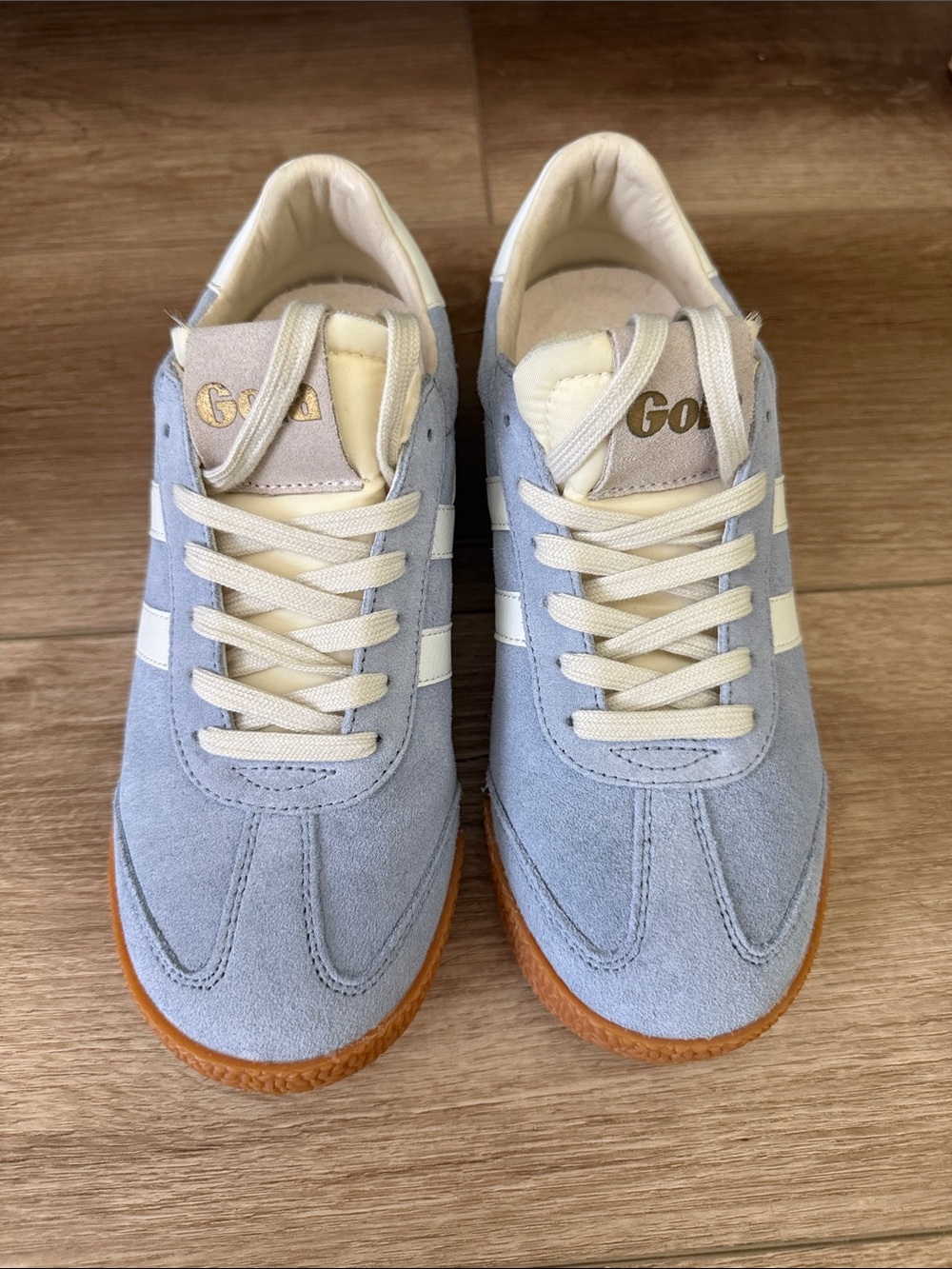 Gola Suede Sneakers in Light Blue with Gum Sole
